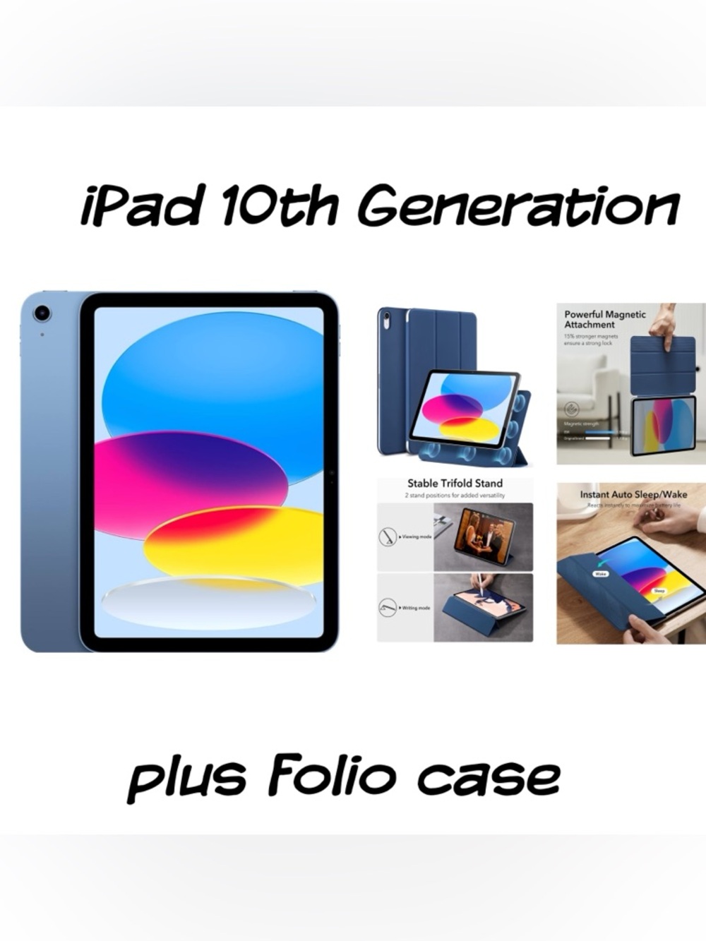Apple iPad 10th Generation - Blue with Blue Folio Case